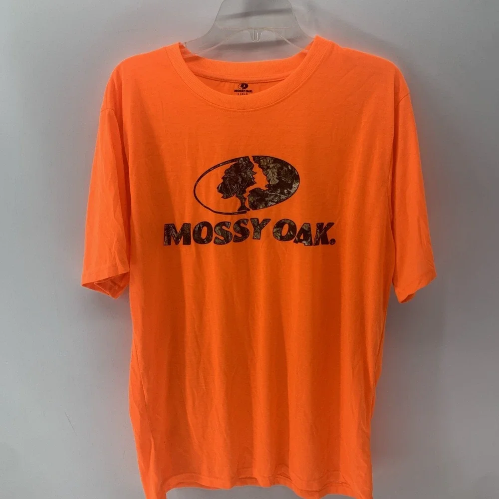 New Mossy Oak Blaze Orange With Camo Graphic Lightweight T Shirt Size Large